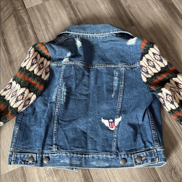 Free People Cypress Farm denim jacket Jean small women’s sweater arms - Picture 6 of 7